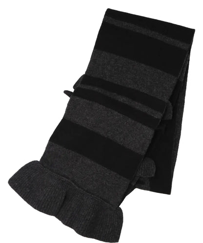 RUFFLE DETAIL GRAPHIC LOGO KNIT SCARFW/ DAISY EMB