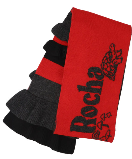 Simone Rocha RUFFLE DETAIL GRAPHIC LOGO KNIT SCARFW/ DAISY EMB