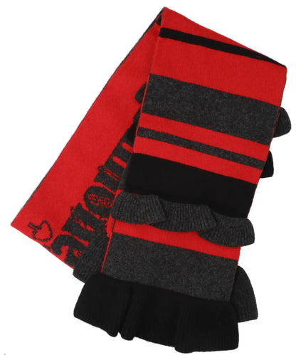 RUFFLE DETAIL GRAPHIC LOGO KNIT SCARFW/ DAISY EMB