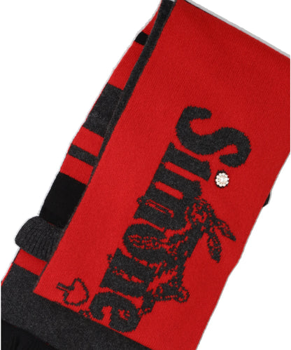 RUFFLE DETAIL GRAPHIC LOGO KNIT SCARFW/ DAISY EMB