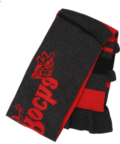 RUFFLE DETAIL GRAPHIC LOGO KNIT SCARFW/ DAISY EMB