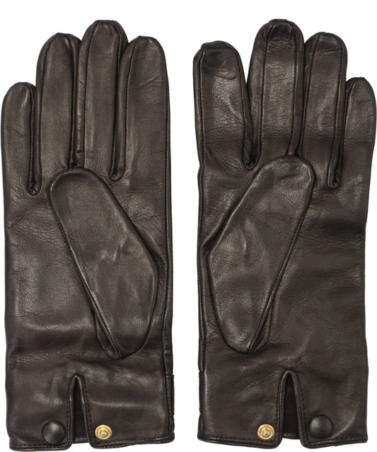 BUCKLE APLIQUE LEATHER GLOVES