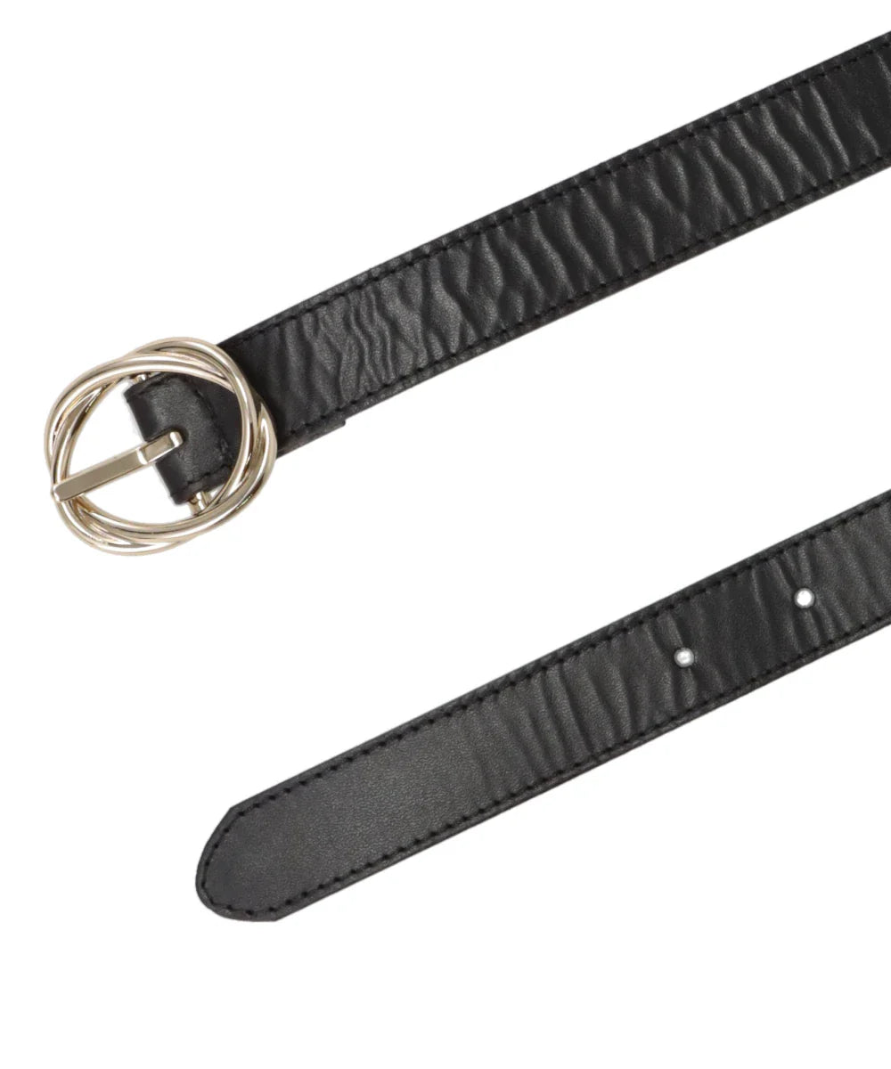 TWISTED GOLD BUCKLE LEATHER BELT
