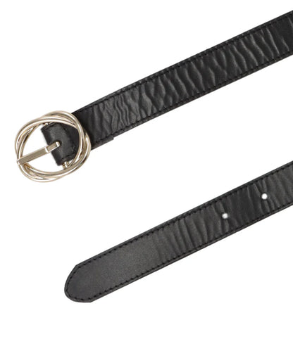 TWISTED GOLD BUCKLE LEATHER BELT