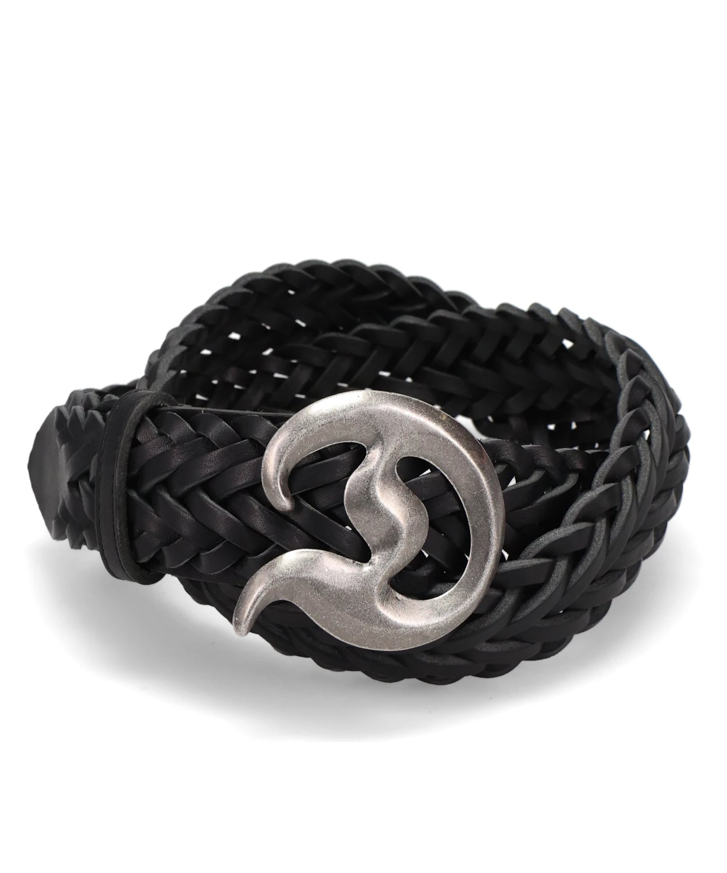 “D” BUCKLE BRAIDED LEATHER BELT