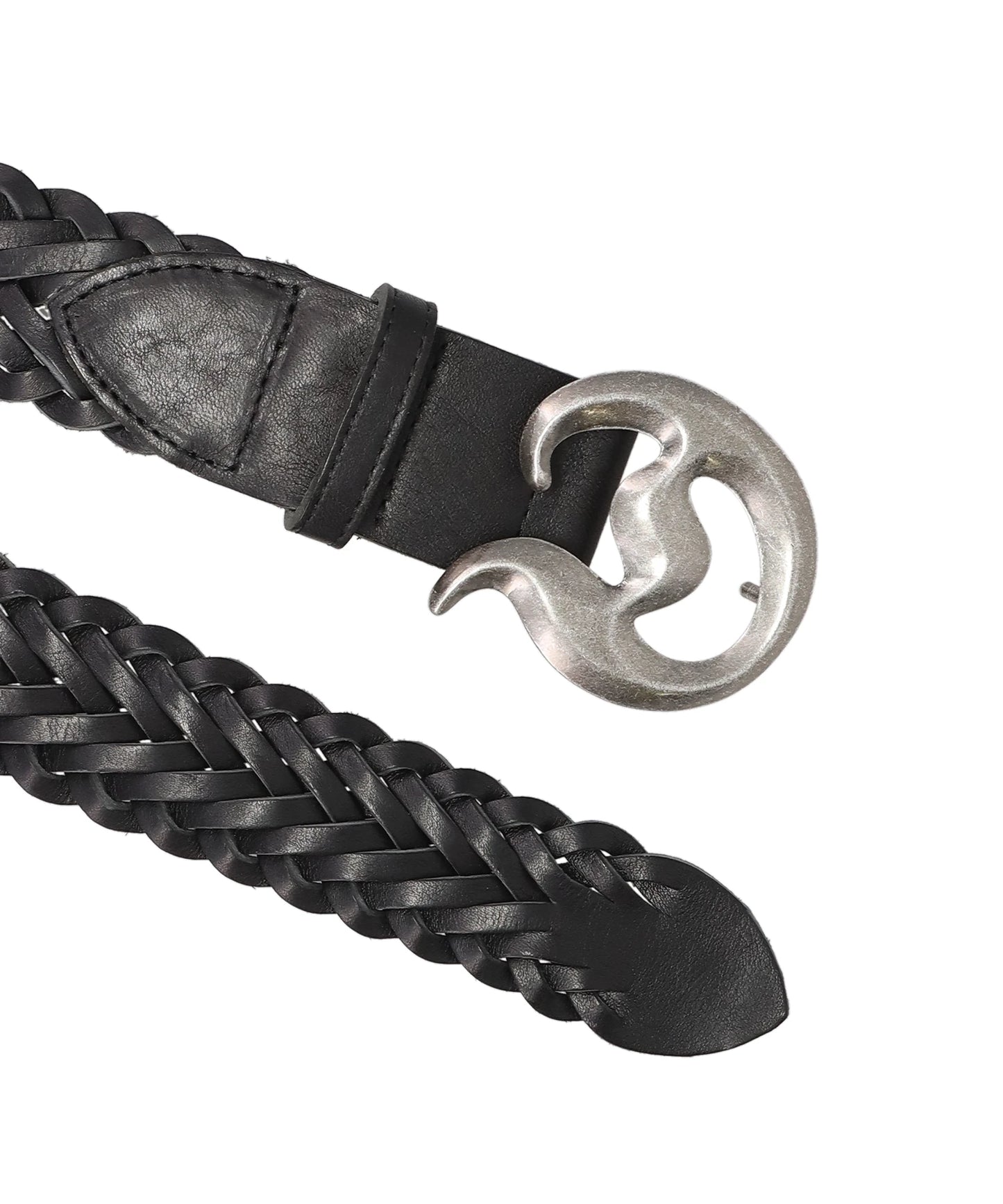 “D” BUCKLE BRAIDED LEATHER BELT