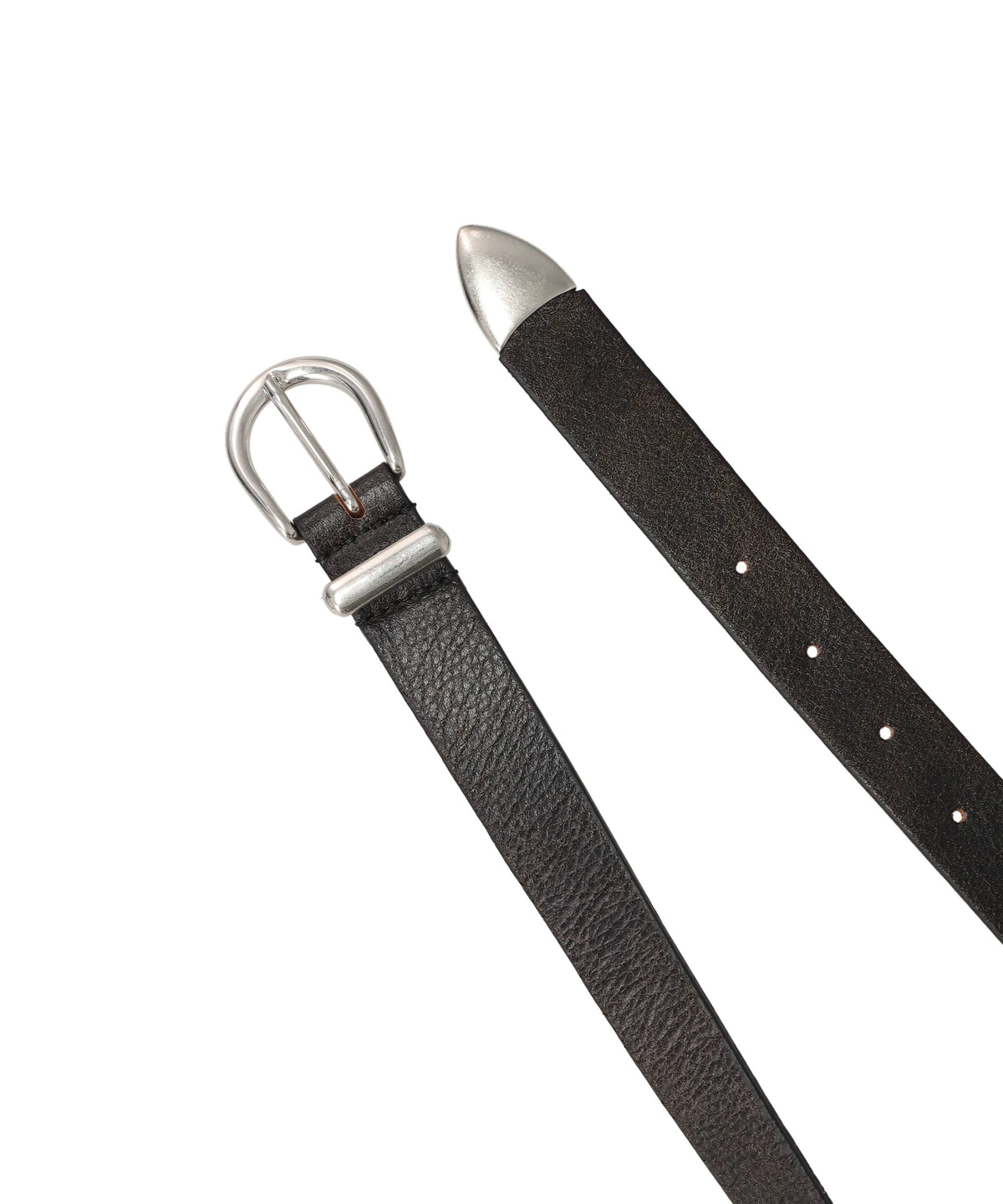 METAL-TIPPED NARROW LEATHER BELT