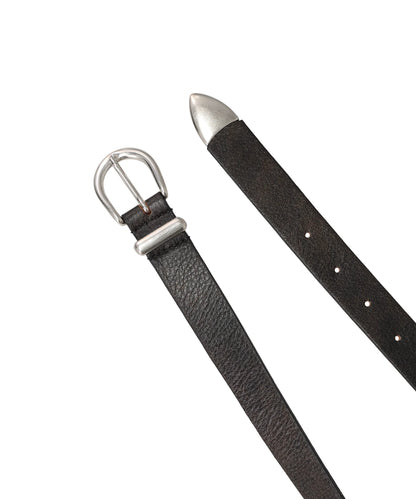 METAL-TIPPED NARROW LEATHER BELT