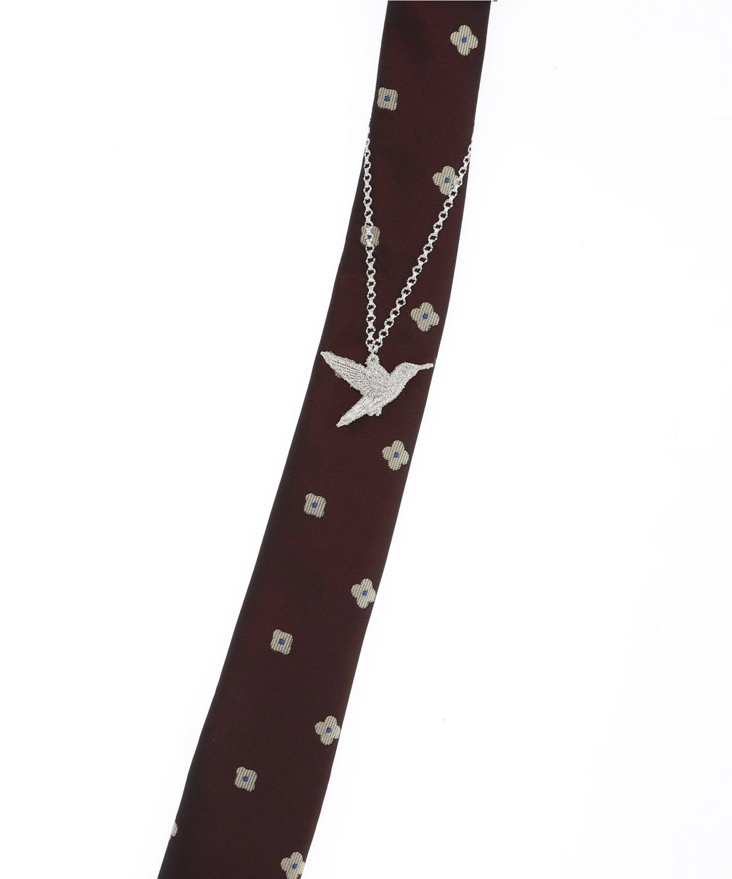 "HUMMING BIRD" EMBROIDARY FLOWER TIE