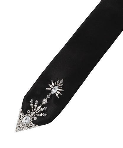 CRYSTAL SILVER TIP BLACK TIE