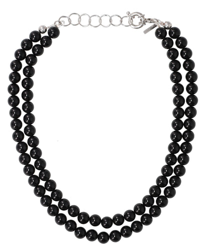 ERNEST W.BAKER BLACK AGATE PEARL NECKLACE