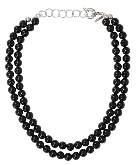ERNEST W.BAKER BLACK AGATE PEARL NECKLACE