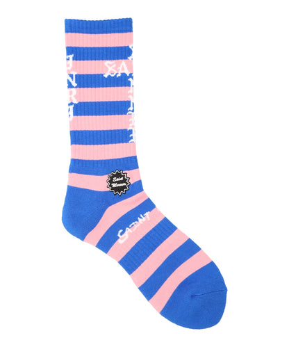 SAINT Mxxxxxx（セント マイケル)SOCKS/BORDER/BLUE+PINK