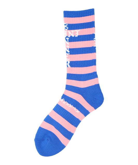 SOCKS/BORDER/BLUE+PINK