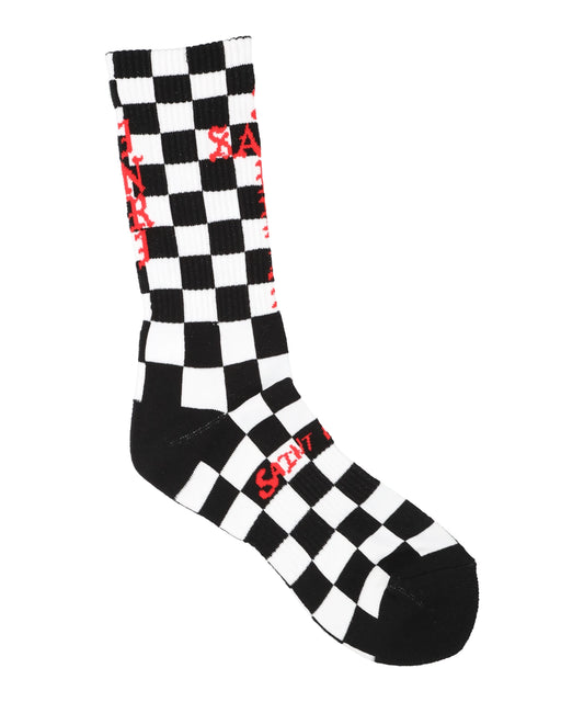 SAINT Mxxxxxx（セント マイケル)SOCKS/CHECK/BLACK+WHITE