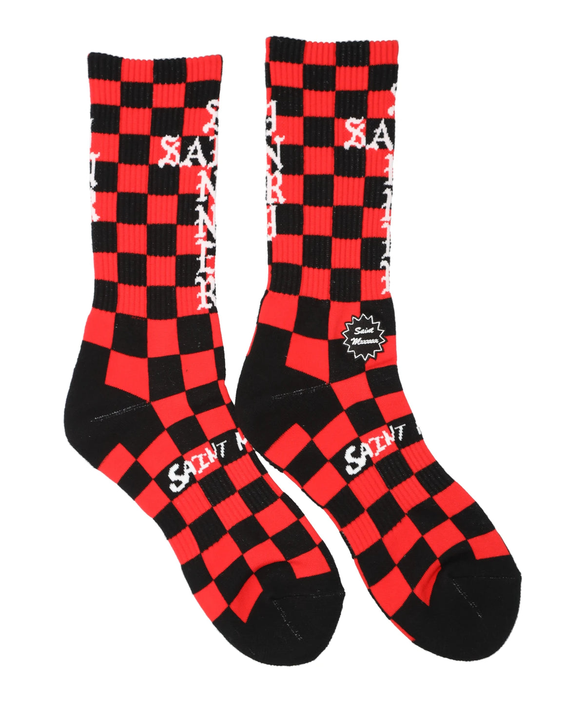 SOCKS/CHECK/BLACK+RED