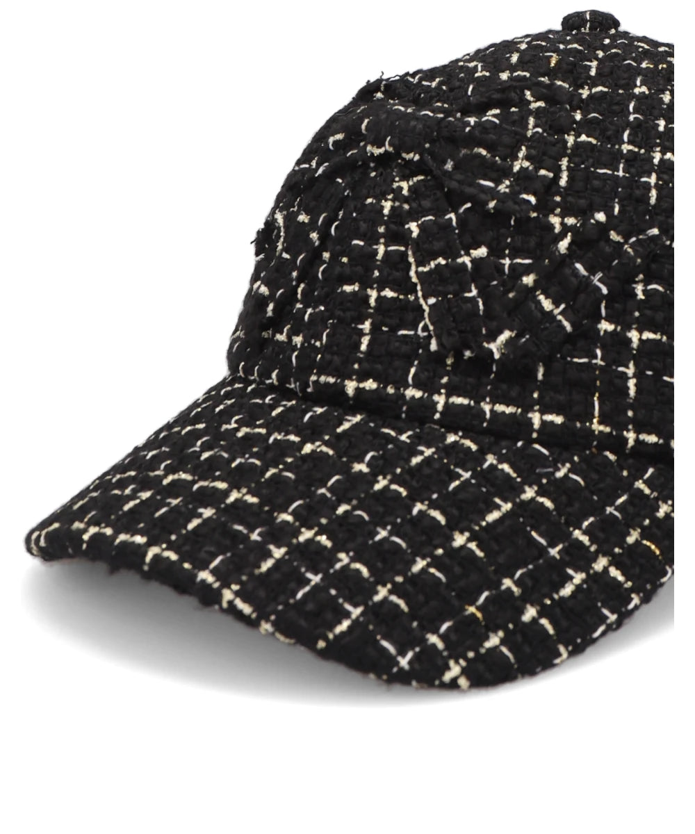 RIBBON DETAIL TWEED CAP