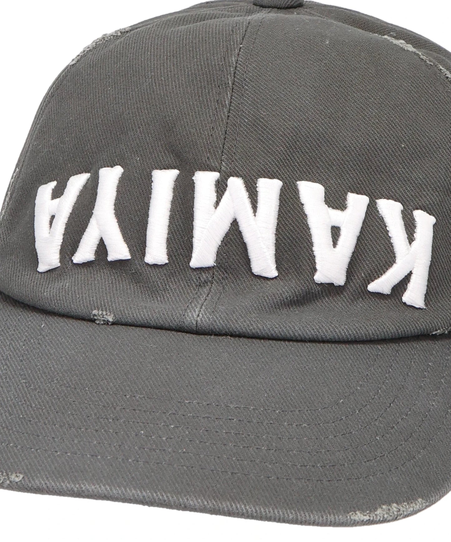 “KAMIYA” UPSIDE-DOWN DISTRESSED CAP