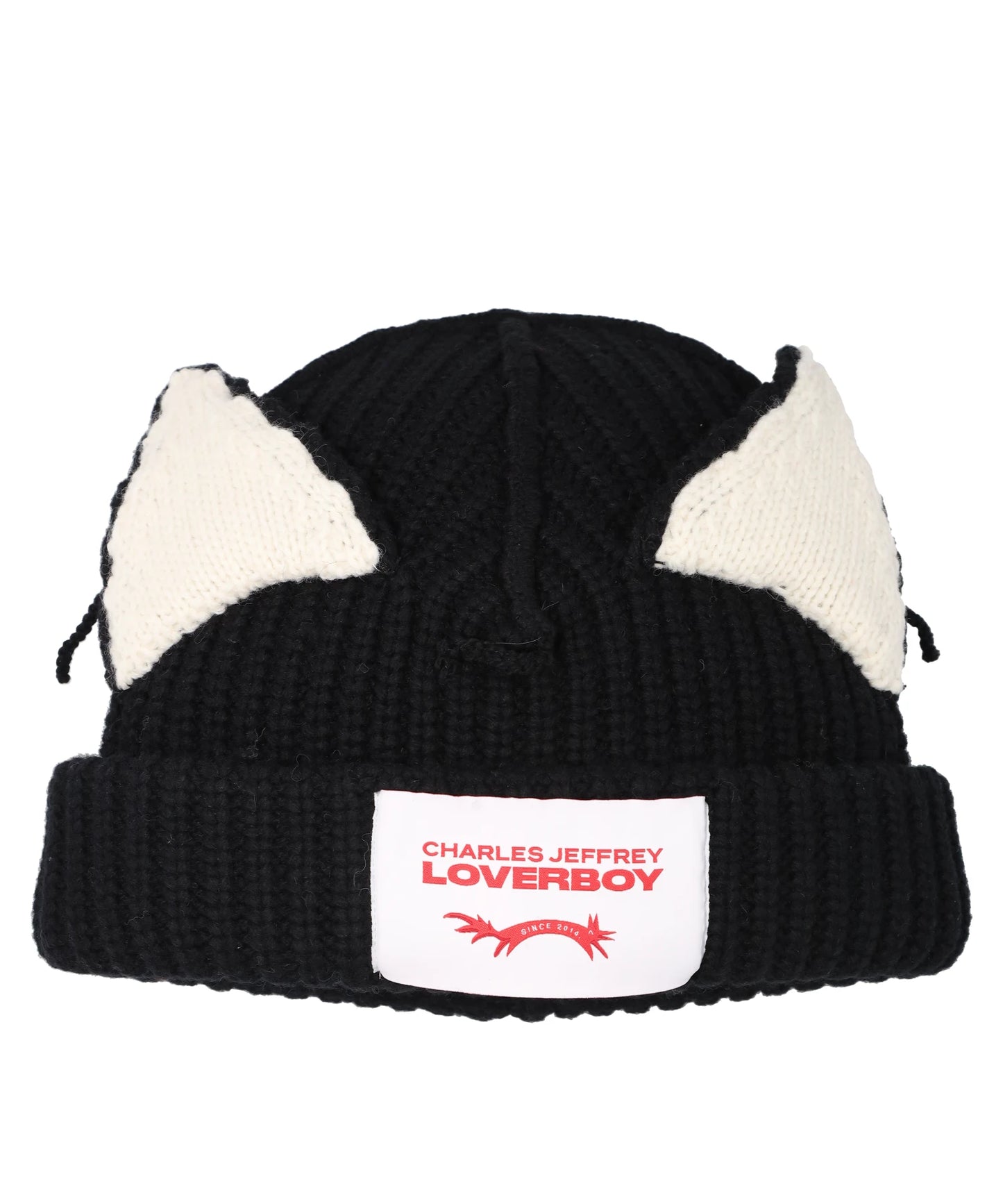 CHUNKY EARS BEANIE- BLACK+ECRU BLK