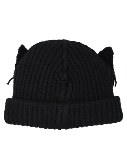 CHUNKY EARS BEANIE- BLACK+ECRU BLK