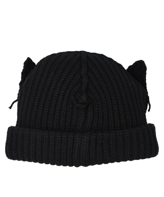 CHUNKY EARS BEANIE- BLACK+ECRU BLK