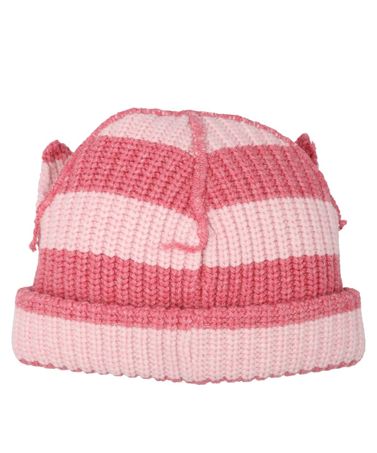 CHUNKY EARS BEANIE- PINK STRIPE PNK