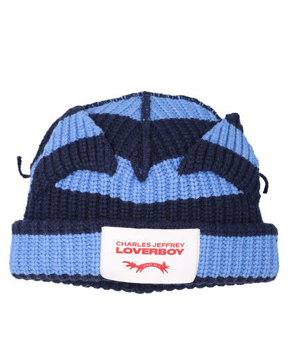 CHUNKY EARS BEANIE- BLUE+NAVY STRIPE BLU