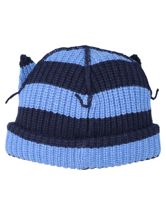 CHUNKY EARS BEANIE- BLUE+NAVY STRIPE BLU