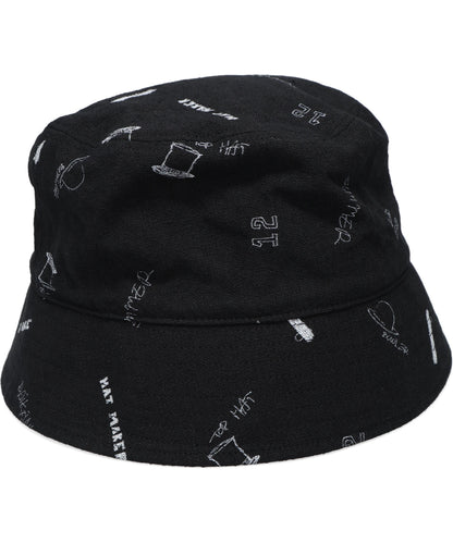 LINEN COTTON PRINTED TIGHT BUCKET HAT