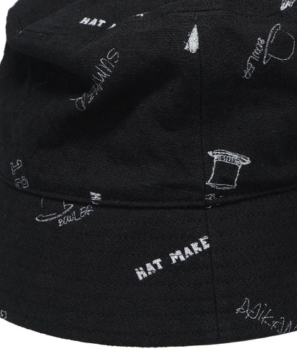 LINEN COTTON PRINTED TIGHT BUCKET HAT