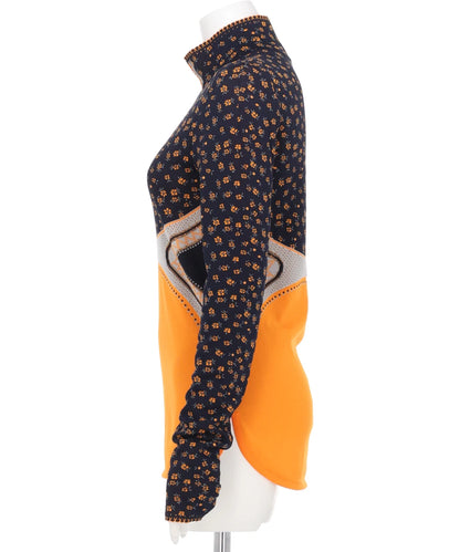 FLORAL JACQUARD HIGH NECK KNITTED TOP