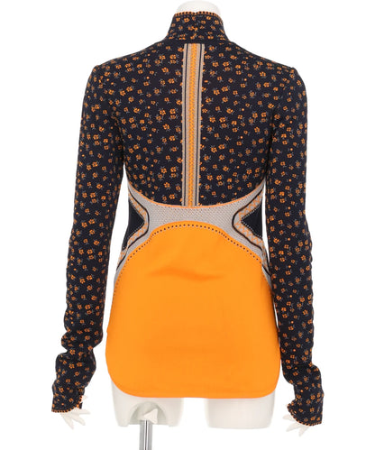 FLORAL JACQUARD HIGH NECK KNITTED TOP