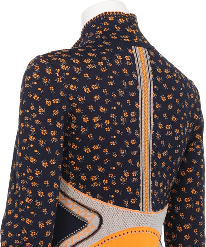 FLORAL JACQUARD HIGH NECK KNITTED TOP