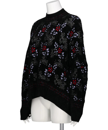 FLORAL MOTIF CHENILLE KNITTED TOP