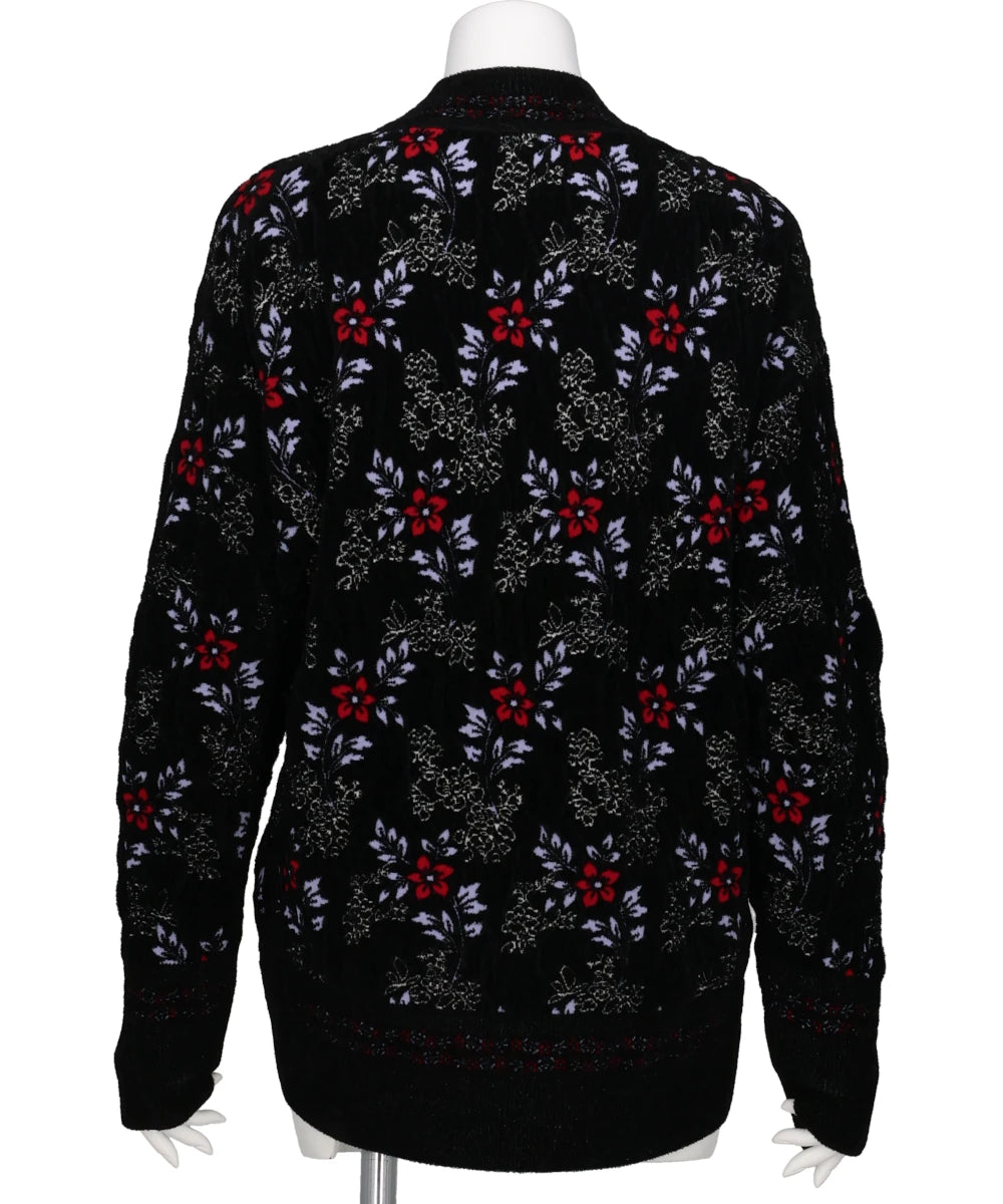 FLORAL MOTIF CHENILLE KNITTED TOP