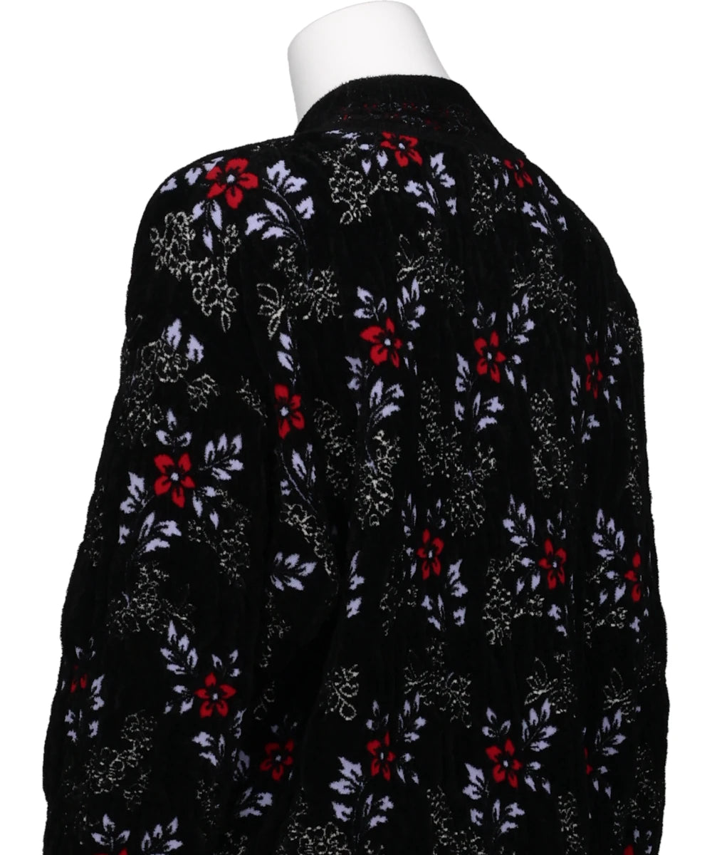 FLORAL MOTIF CHENILLE KNITTED TOP