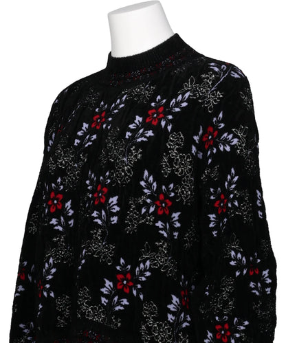 FLORAL MOTIF CHENILLE KNITTED TOP