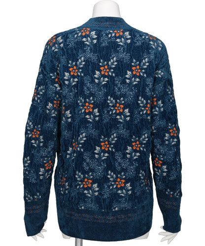 FLORAL MOTIF CHENILLE KNITTED TOP