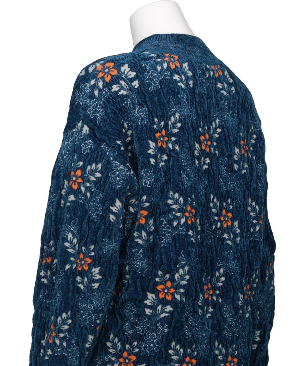 FLORAL MOTIF CHENILLE KNITTED TOP