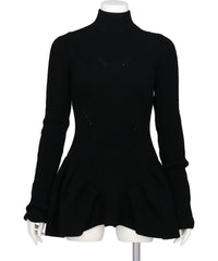 JOHN LAWRENCE SULLIVAN(ジョンローレンスサリバン) RIBED PEPLUM HI-NECK KNIT SWEATER