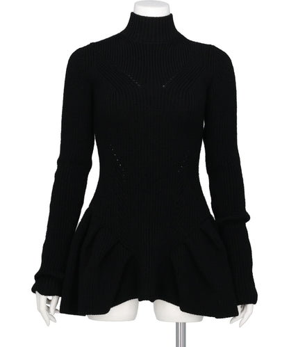 JOHN LAWRENCE SULLIVAN(ジョンローレンスサリバン) RIBED PEPLUM HI-NECK KNIT SWEATER
