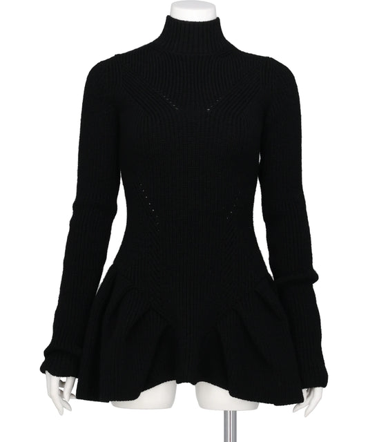 JOHN LAWRENCE SULLIVAN(ジョンローレンスサリバン) RIBED PEPLUM HI-NECK KNIT SWEATER