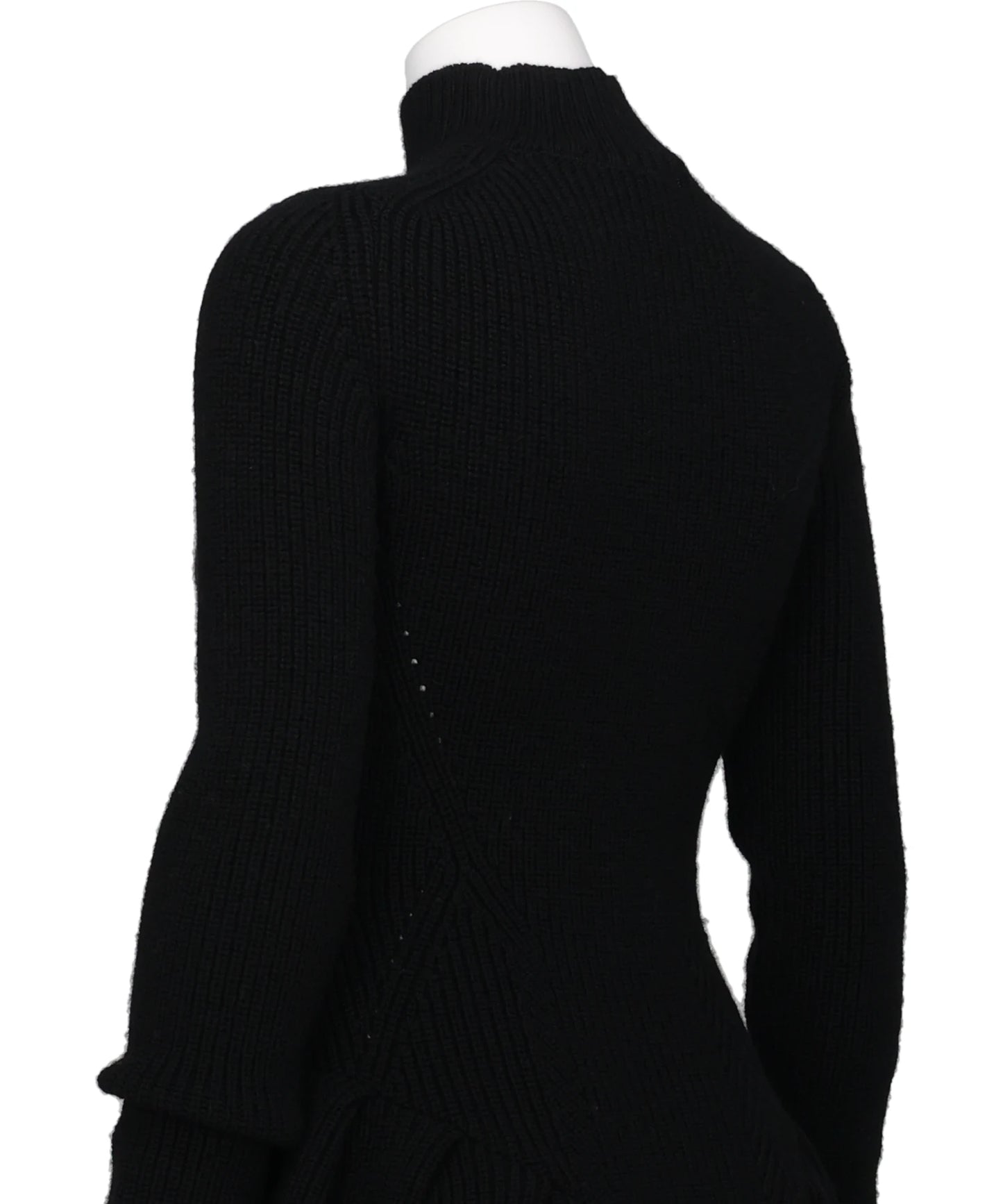 RIBED PEPLUM HI-NECK KNIT SWEATER