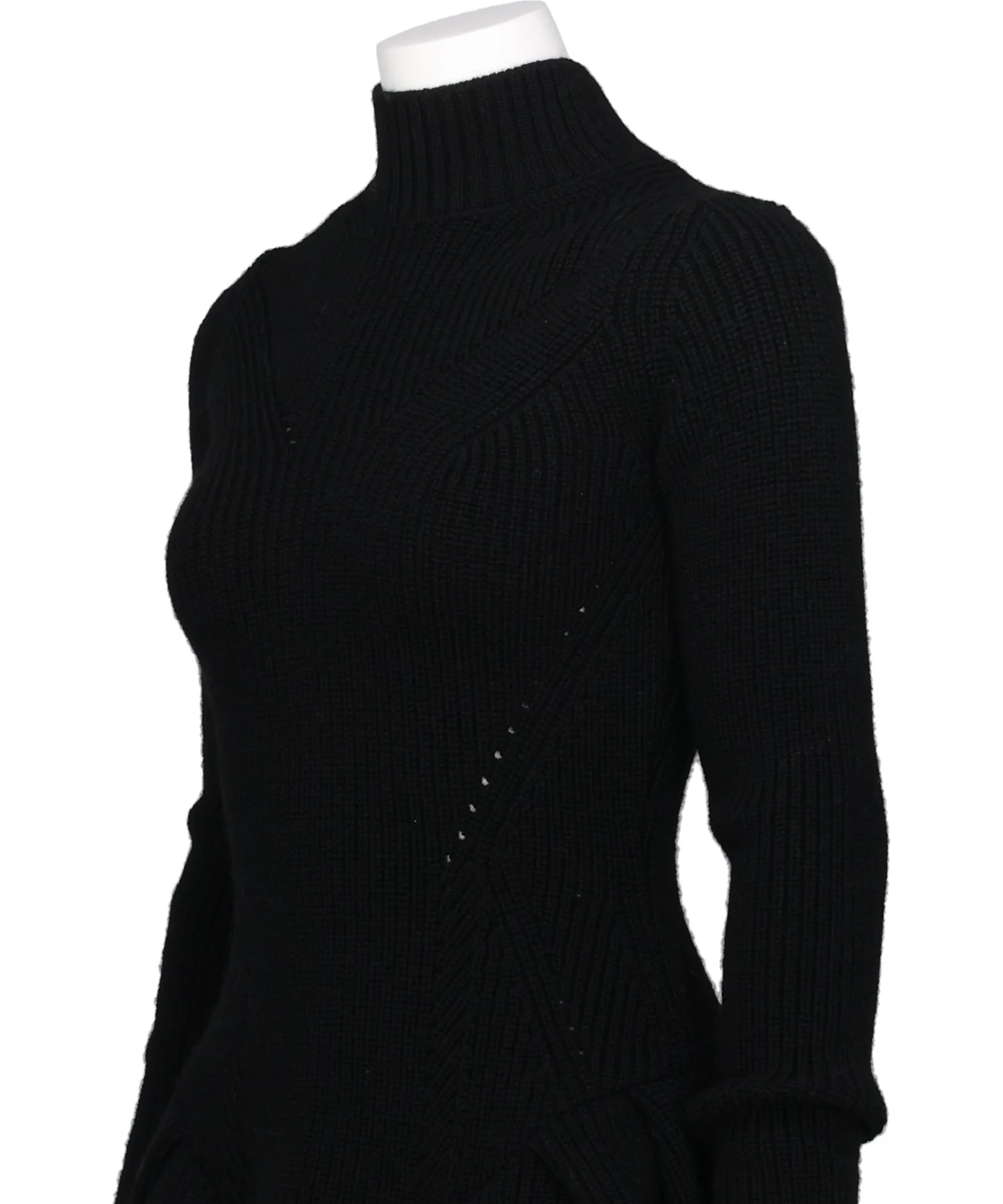 RIBED PEPLUM HI-NECK KNIT SWEATER