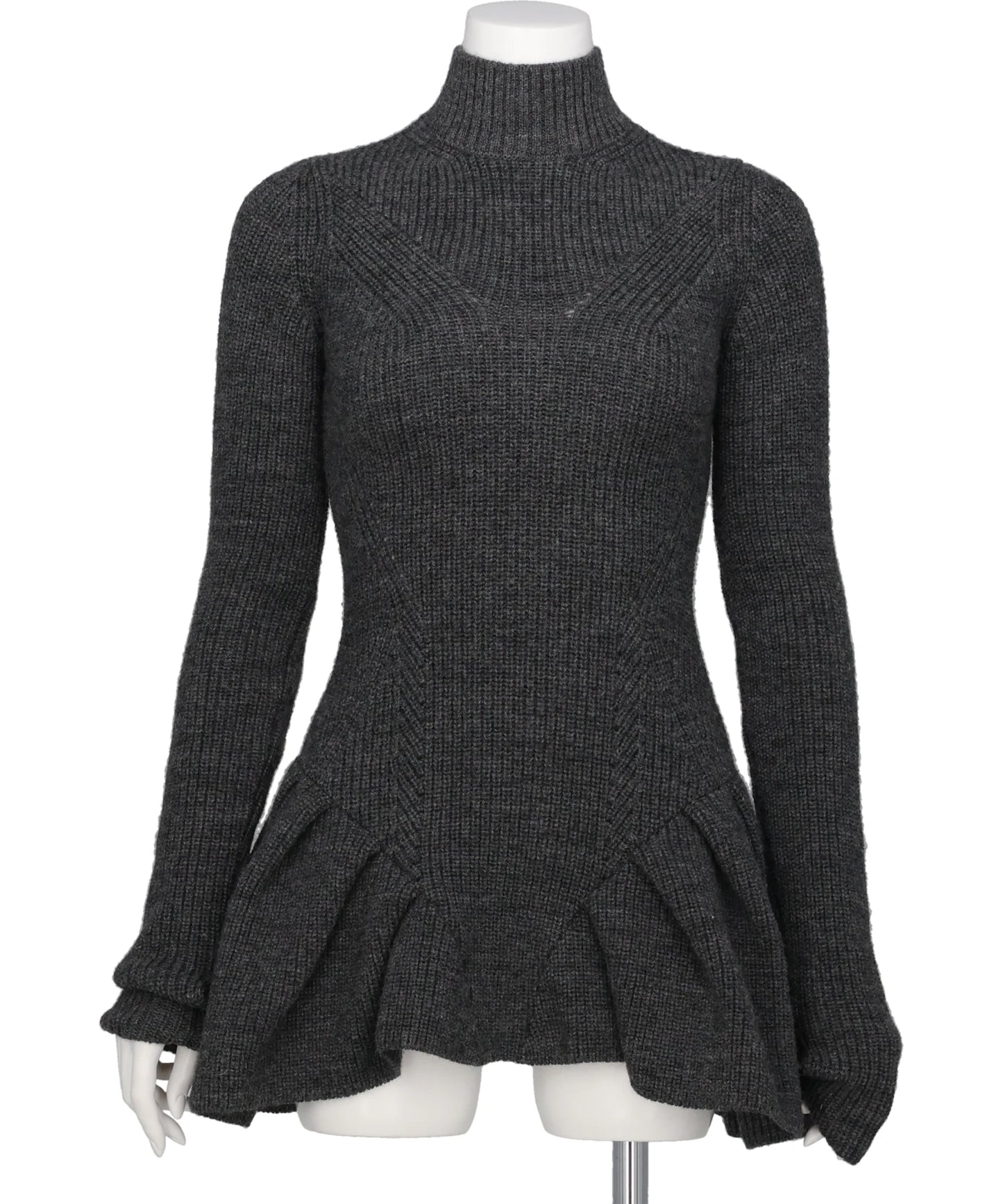 JOHN LAWRENCE SULLIVAN(ジョンローレンスサリバン) RIBED PEPLUM HI-NECK KNIT SWEATER