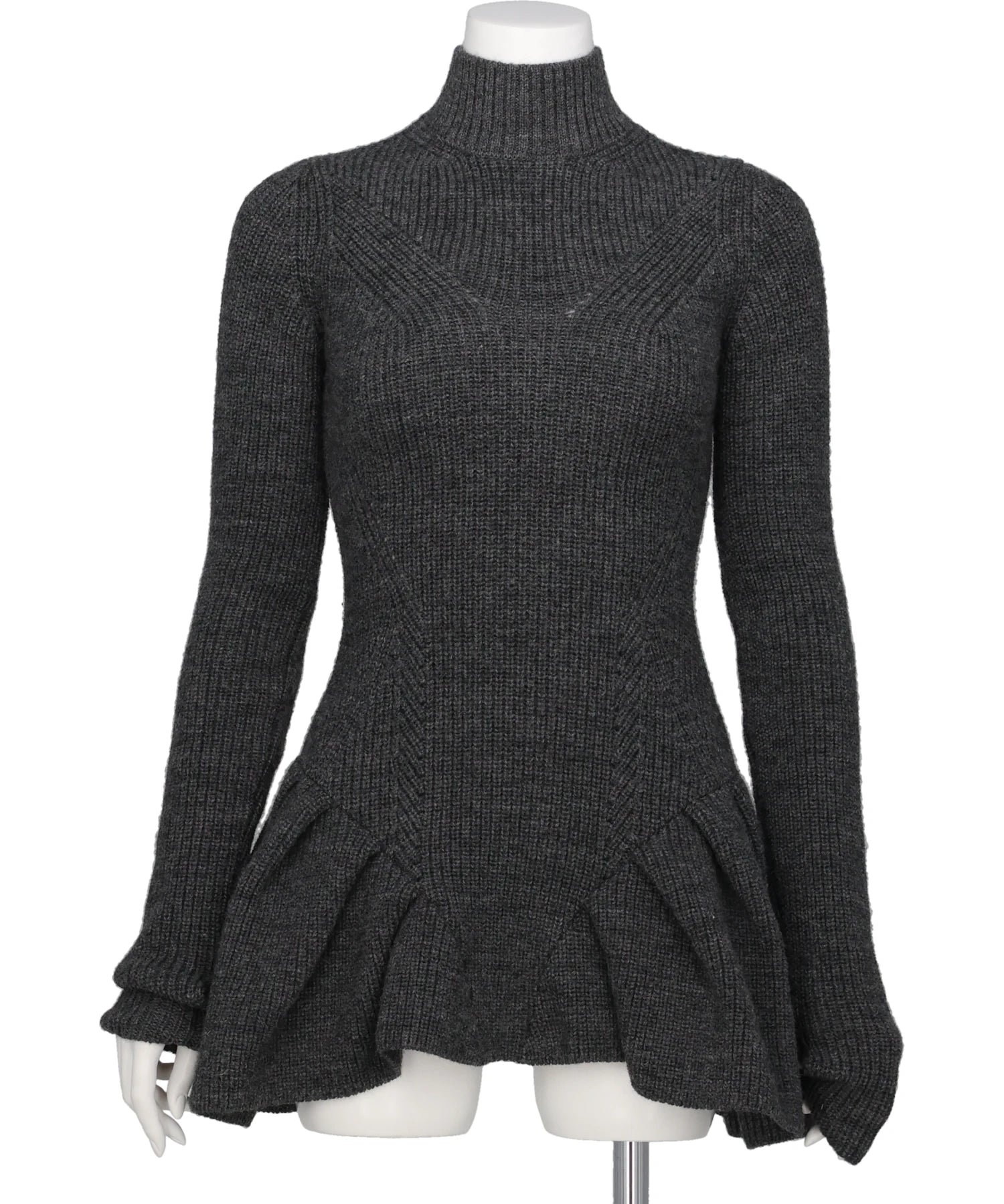 JOHN LAWRENCE SULLIVAN(ジョンローレンスサリバン) RIBED PEPLUM HI-NECK KNIT SWEATER