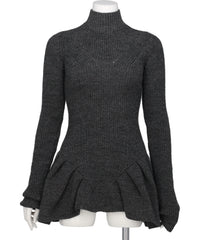 JOHN LAWRENCE SULLIVAN(ジョンローレンスサリバン) RIBED PEPLUM HI-NECK KNIT SWEATER
