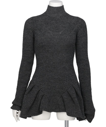 JOHN LAWRENCE SULLIVAN(ジョンローレンスサリバン) RIBED PEPLUM HI-NECK KNIT SWEATER