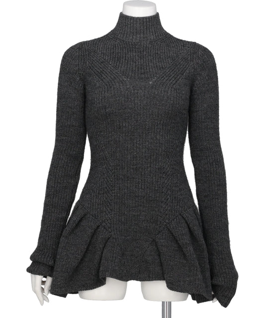 JOHN LAWRENCE SULLIVAN(ジョンローレンスサリバン) RIBED PEPLUM HI-NECK KNIT SWEATER