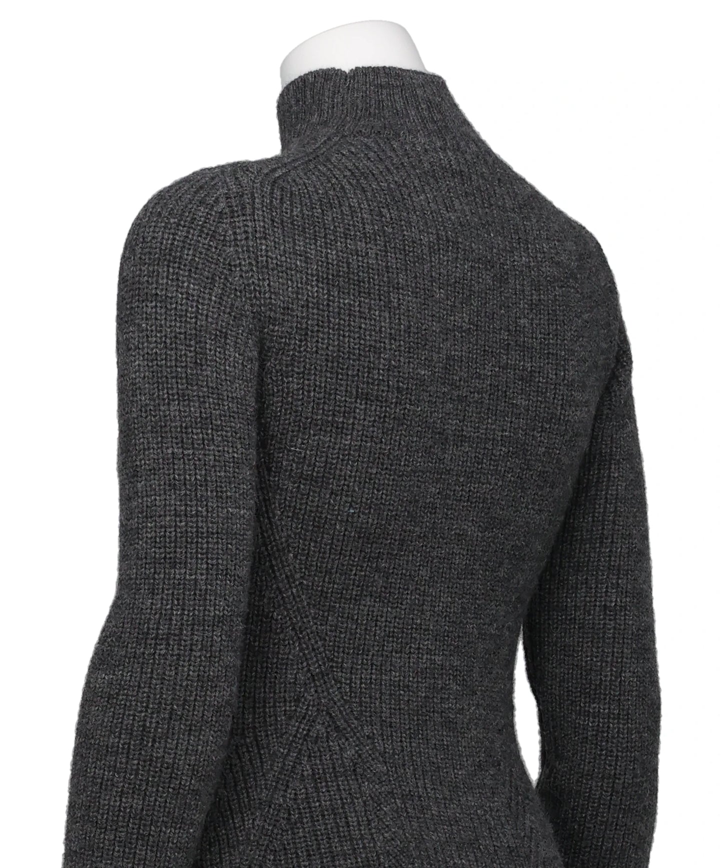 RIBED PEPLUM HI-NECK KNIT SWEATER